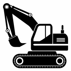 Excavator Black silhouette vector art illustration