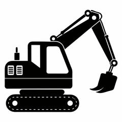 Excavator Black silhouette vector art illustration