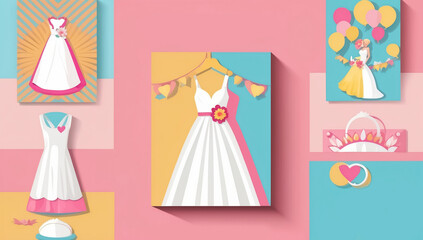 wedding, dress, design, illustration