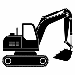 Excavator Black silhouette vector art illustration