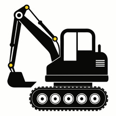 Excavator Black silhouette vector art illustration