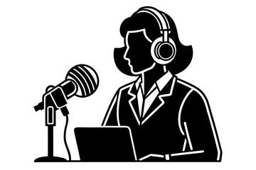 Podcasting silhouette vector art in white background 