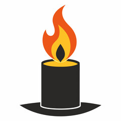 Silhouette of the candle with fire flame vector illustration