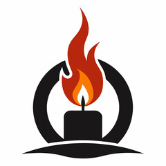 Silhouette of the candle with fire flame vector illustration