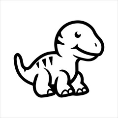 dinosaur icon or modern line symbol. Vector line art and icon design with bold outline. Black and white Pixel Perfect minimalistic symbol isolated white background. Silhouette simple thin sign