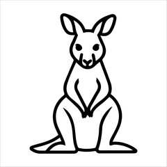 kangaroo icon or modern line symbol. Vector line art and icon design with bold outline. Black and white Pixel Perfect minimalistic symbol isolated white background. Silhouette simple thin sign