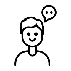 Chat icon or modern line symbol. Vector line art and icon design with bold outline. Black and white Pixel Perfect minimalistic symbol isolated white background. Silhouette simple thin sign