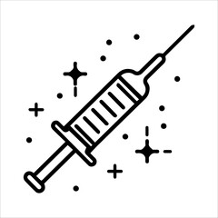 Vaccination icon or modern line symbol. Vector line art and icon design with bold outline. Black and white Pixel Perfect minimalistic symbol isolated white background. Silhouette simple thin sign