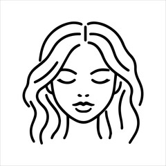 Woman icon or modern line symbol. Vector line art and icon design with bold outline. Black and white Pixel Perfect minimalistic symbol isolated white background. Silhouette simple thin sign