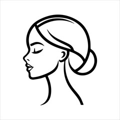 Woman icon or modern line symbol. Vector line art and icon design with bold outline. Black and white Pixel Perfect minimalistic symbol isolated white background. Silhouette simple thin sign