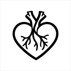 Heart icon or modern line symbol. Vector line art and icon design with bold outline. Black and white Pixel Perfect minimalistic symbol isolated white background. Silhouette simple thin sign