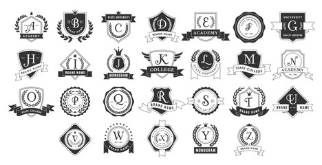 Monogram. Elegant premium, alphabet letters for logo design identity projects recent vector monogram badges set