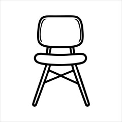 Chair icon or modern line symbol. Vector line art and icon design with bold outline. Black and white Pixel Perfect minimalistic symbol isolated white background. Silhouette simple thin sign