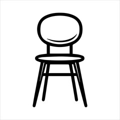 Chair icon or modern line symbol. Vector line art and icon design with bold outline. Black and white Pixel Perfect minimalistic symbol isolated white background. Silhouette simple thin sign