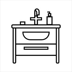 Washstand icon or modern line symbol. Vector line art and icon design with bold outline. Black and white Pixel Perfect minimalistic symbol isolated white background. Silhouette simple thin sign