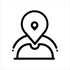 User Location icon or modern line symbol. Vector line art and icon design with bold outline. Black and white Pixel Perfect minimalistic symbol isolated white background. Silhouette simple thin sign