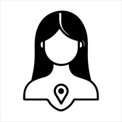 User Location icon or modern line symbol. Vector line art and icon design with bold outline. Black and white Pixel Perfect minimalistic symbol isolated white background. Silhouette simple thin sign