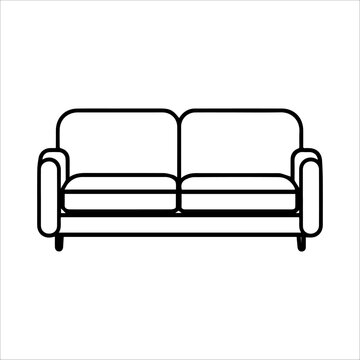recommend clip art: Couch icon or modern line symbol. Vector line art and icon design with bold outline. Black and white Pixel Perfect minimalistic symbol isolated white background. Silhouette simple thin sign