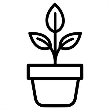 recommend clip art: Plant Pot icon or modern line symbol. Vector line art and icon design with bold outline. Black and white Pixel Perfect minimalistic symbol isolated white background. Silhouette simple thin sign