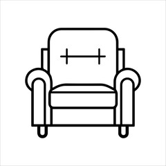 Armchair icon or modern line symbol. Vector line art and icon design with bold outline. Black and white Pixel Perfect minimalistic symbol isolated white background. Silhouette simple thin sign