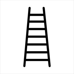 Ladder icon or modern line symbol. Vector line art and icon design with bold outline. Black and white Pixel Perfect minimalistic symbol isolated white background. Silhouette simple thin sign