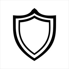 Military Shield icon or modern line symbol. Vector line art and icon design with bold outline. Black and white Pixel Perfect minimalistic symbol isolated white background. Silhouette simple thin sign