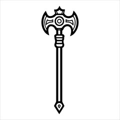 Mace icon or modern line symbol. Vector line art and icon design with bold outline. Black and white Pixel Perfect minimalistic symbol isolated white background. Silhouette simple thin sign