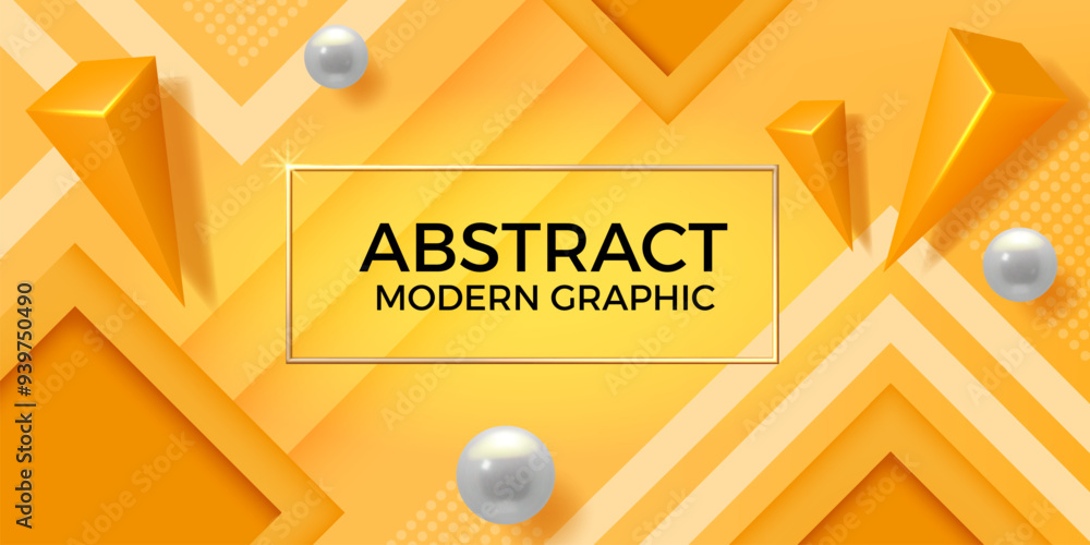 Poster yellow background. abstract orange design with modern graphic, color geometric banner elements. geom