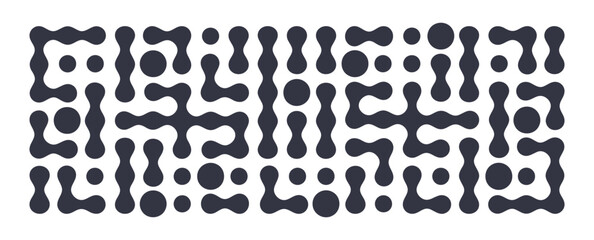 Abstract hexagon pattern. Metaball shapes graphic design, connected liquid molecule figures flat vector background illustration. Modern metaball shapes backdrop