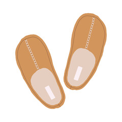 Cartoon home footwear. Cozy soft indoor shoes, warm and comfy domestic slippers flat vector illustration. Cute house shoes on white