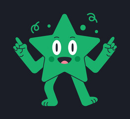 Cartoon star character. Geometric comic mascot for math school learning, star shape with funny emotion flat vector illustration. Cute star mascot with cute face