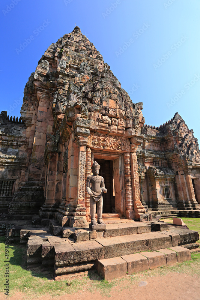 Wall mural scenery of phanom rung castle ancient lintel narai banthom sin lintel, the ancient khmer style castl