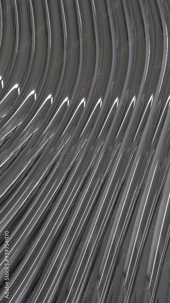 Poster abstract animation of moving chrome liquid metal waves. animation. organic forms abstract motion bac