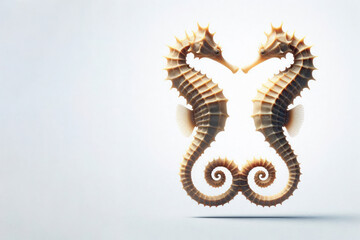 Naklejka premium Two seahorses. Space for text.