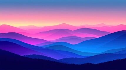 Obraz premium A stunning view of a mountain range with both pink and blue skies in the background and foreground