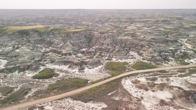 Aerial view of Dinosaurs Provincial Park in Alberta, Canada