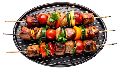 Indian chicken tikka on skewers, Indian tandoori chicken kabab spicy dish cuisine