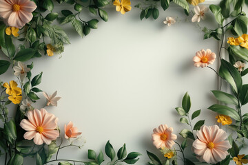 Flowers Frame Border Background - Space for Text	
