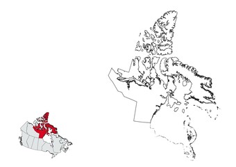 Territory of Nunavut map, Canada