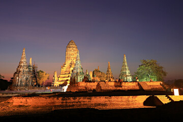 Naklejka premium Wat Chaiwatthanaram Beautiful and grand historical site in Phra Nakhon Si Ayutthaya Province, Thailand 