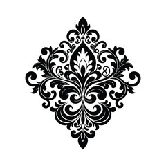 Damask baroque ornament border and frame ornament Floral vector ornament black silhouette