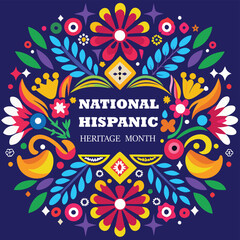 Colorful illustration background of National Hispanic Heritage Month