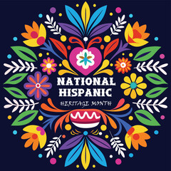 Colorful illustration background of National Hispanic Heritage Month