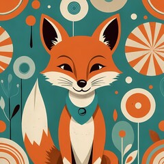 Retro Fox Charm: Mid-Century Modern Whimsy