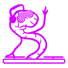 Worm Music DJ Mixing Console Turntable Record Headphone Sunglasses Party Night Dancing Clubber Raver Comic Humor Cartoon Cool Fun Sound Disco Club Festival Band Concert Techno Raving Discothek Love