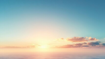   A vast expanse of water with scattered clouds above, and a lone plane soaring against the warm glow of the sun