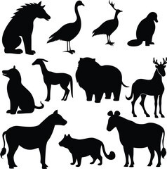 Wild Animal Silhouettes Vector Collection 