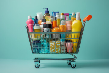Online shopping cart filled with various products on a website