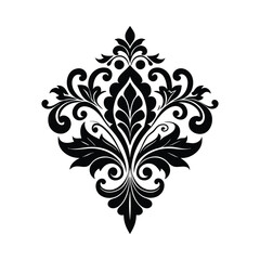 Damask baroque ornament border and frame ornament Floral vector ornament black silhouette