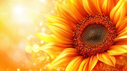 Obraz premium A close-up of a large sunflower on a sunny day with a blur of light in the background